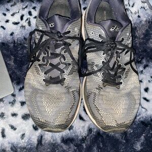 Asics Black and Gray Running Shoes